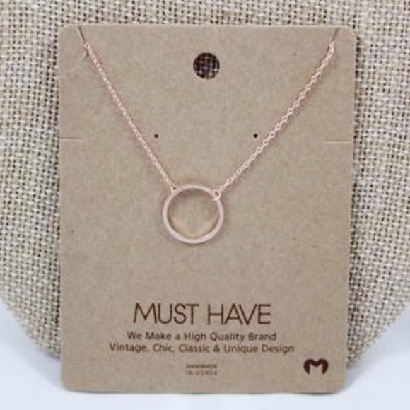 Rosegold Opened Circle Necklace Dainty Boho - Picture 2 of 6